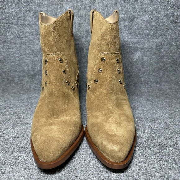 Coach Paline Bootie Women’s 10 Tan Suede Chelsea Pull On Block Heeled - Picture 2 of 11